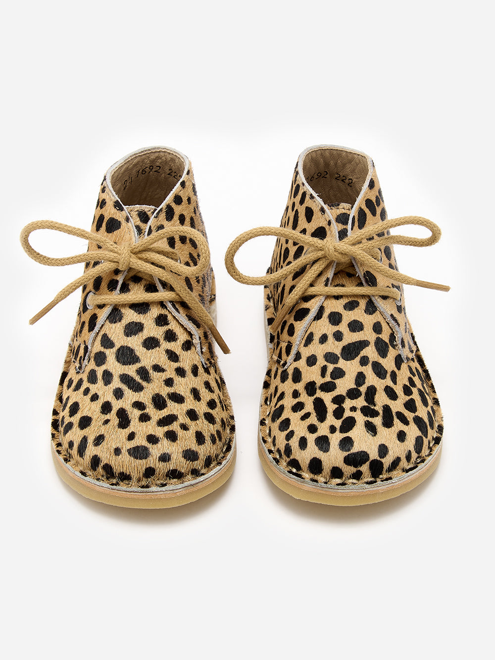 Cheetah Pony Leather Kids Lace Up Boots