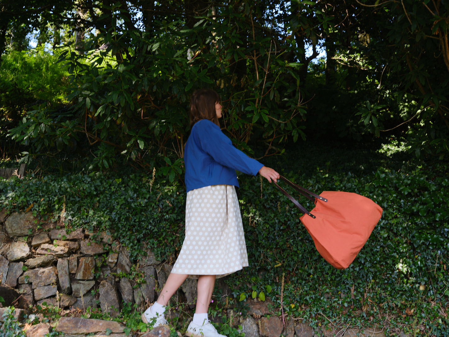 Terracotta Waxed Cotton Tote Bag