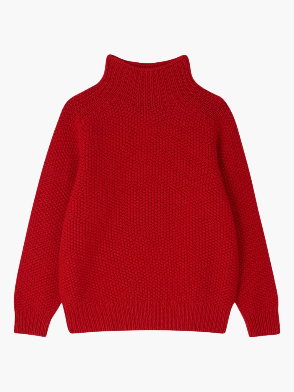 Red Moss Stitch Turtleneck Jumper