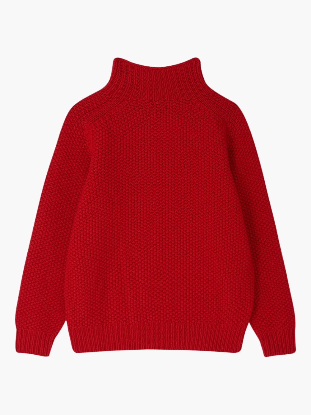 Red Moss Stitch Turtleneck Jumper