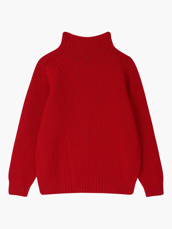 Red Moss Stitch Turtleneck Jumper