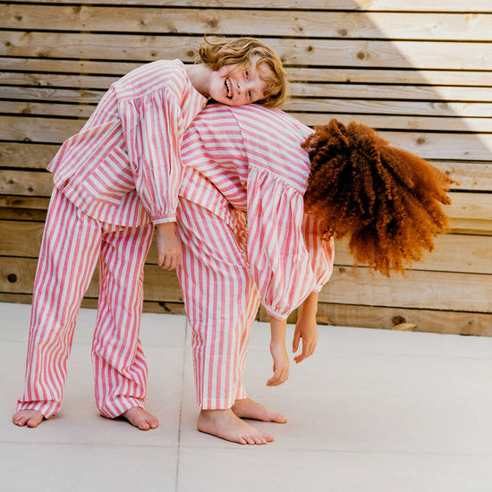 Load image into Gallery viewer, Pink Circus Stripe Farrow Kids Pyjamas
