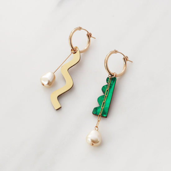 Emerald Martha Charm Hoops