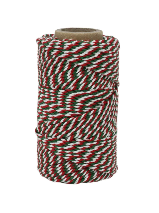 Load image into Gallery viewer, Red, Green &amp;amp; White Cotton Twine
